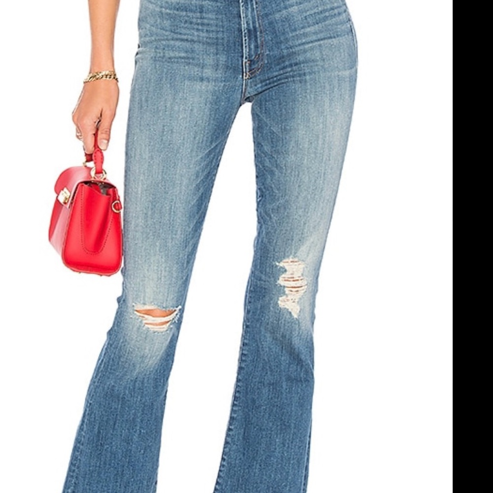MOTHER Flare & Wide Leg Jeans in Classic Blue hustler ankle chew